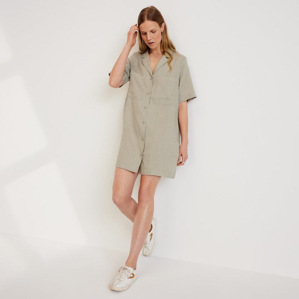 Everlane Linen Workwear Dress - Sea Grass - Small